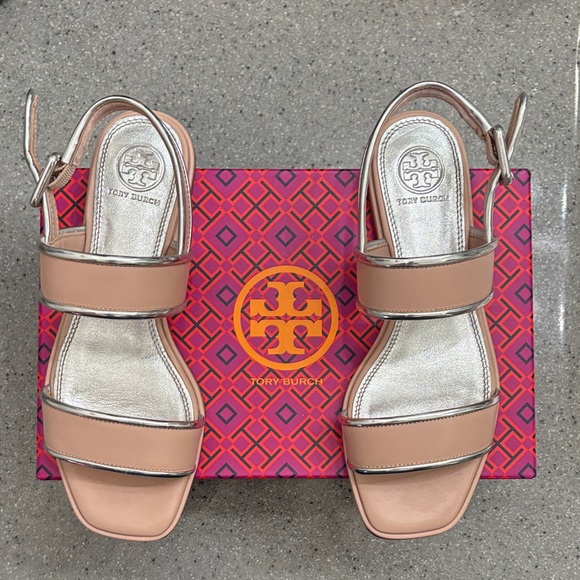 Tory Burch Tan and Silver Sandals - Picture 1 of 8